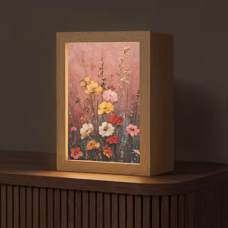 Bloemenboeket - Fijne details - Roze Light Box met kabel (Tafellamp) klein -z3d_website