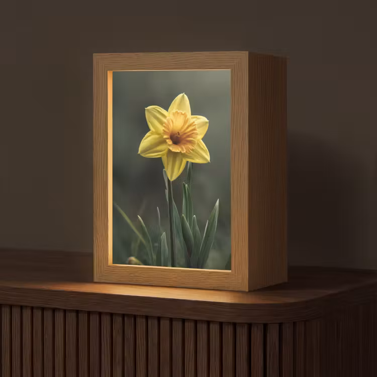 Bloem - Narcis - Gras - Geel Light Box met kabel (Tafellamp) klein -z3d_website