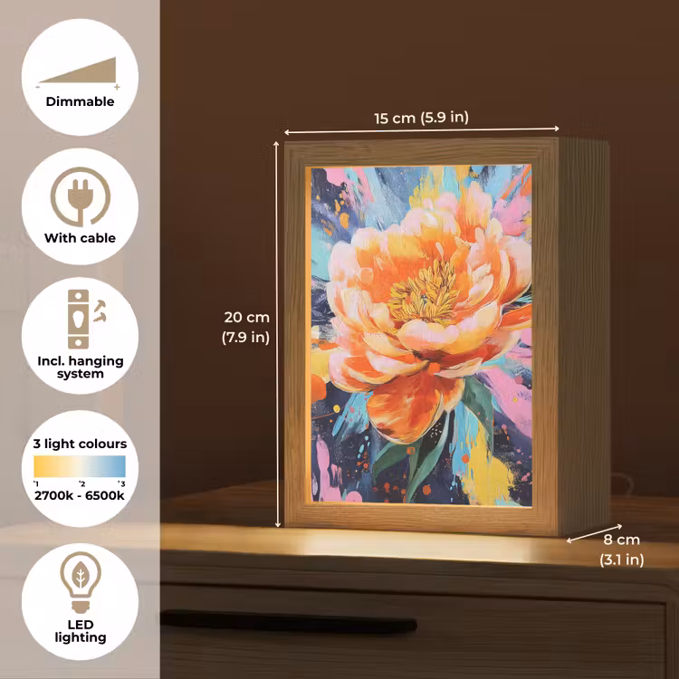 Bloemexplosie - Felle spatten - Dynamisch Light Box met kabel (Tafellamp) klein -USP_EN