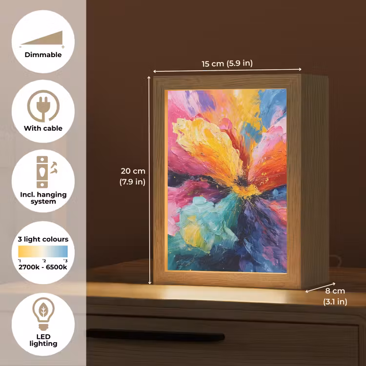 Bloemexplosie - Veelkleurig - Bewegend Light Box met kabel (Tafellamp) klein -USP_EN