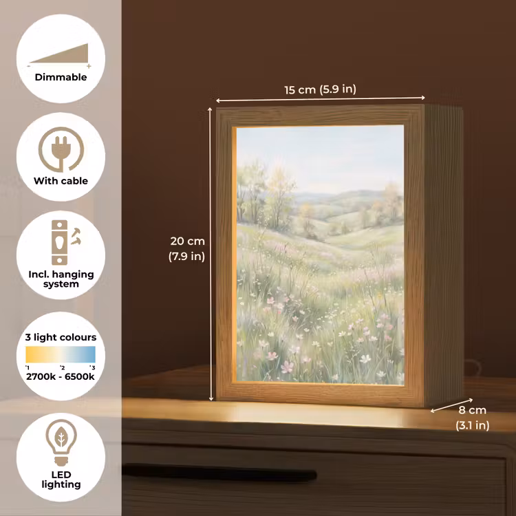 Bloemen veld - Bloemen - Groen Light Box met kabel (Tafellamp) klein -USP_EN