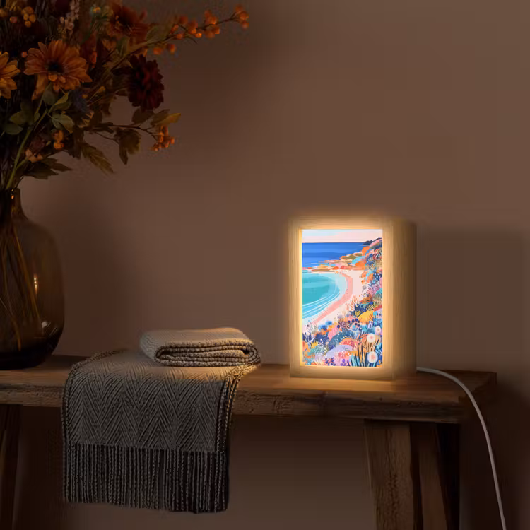 Bloemenweide - Zee - Zomers Light Box met kabel (Tafellamp) klein -sfeer4