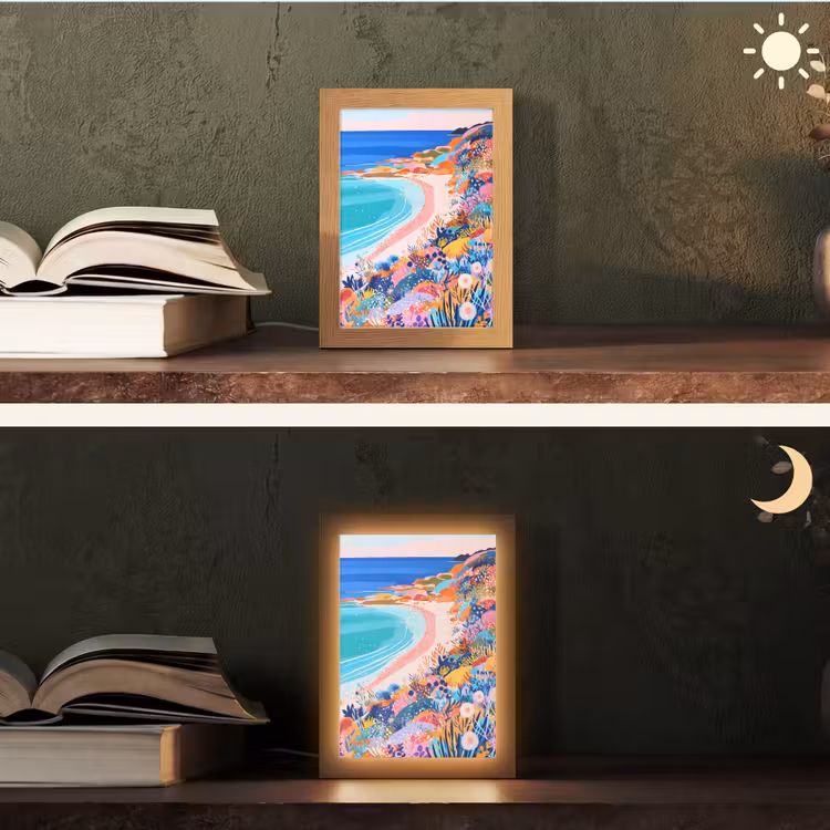 Bloemenweide - Zee - Zomers Light Box met kabel (Tafellamp) klein -sfeer3