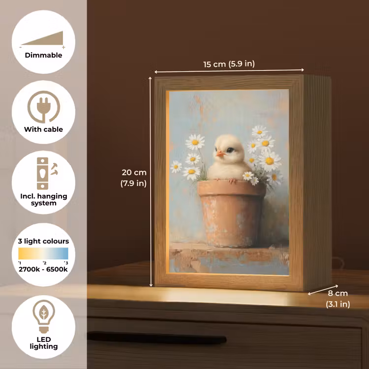 Bloempot - Kuiken - Bloemetjes Light Box met kabel (Tafellamp) klein -USP_EN