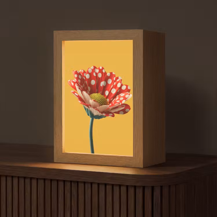 Bloem - Rood - Stippen Light Box met kabel (Tafellamp) klein -z3d_website
