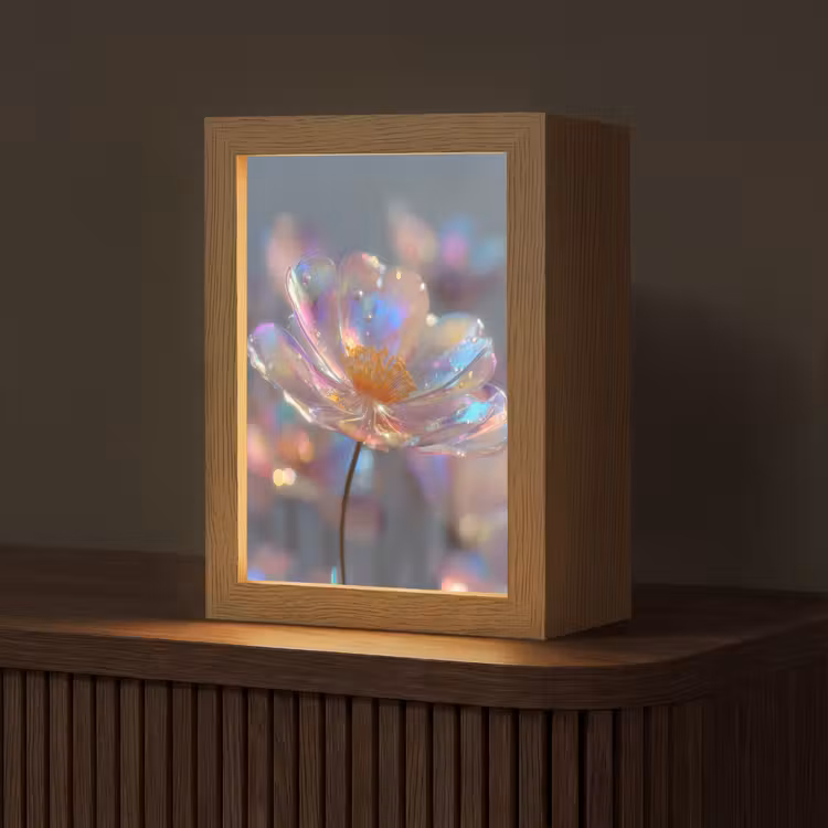 Bloem - Transparant - Pastelkleuren - Druppels Light Box met kabel (Tafellamp) klein -z3d_website
