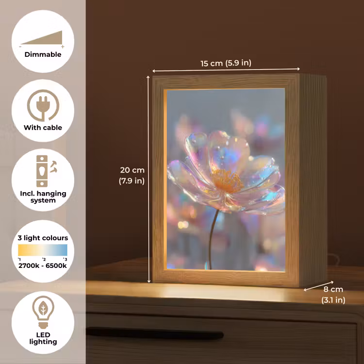 Bloem - Transparant - Pastelkleuren - Druppels Light Box met kabel (Tafellamp) klein -USP_EN
