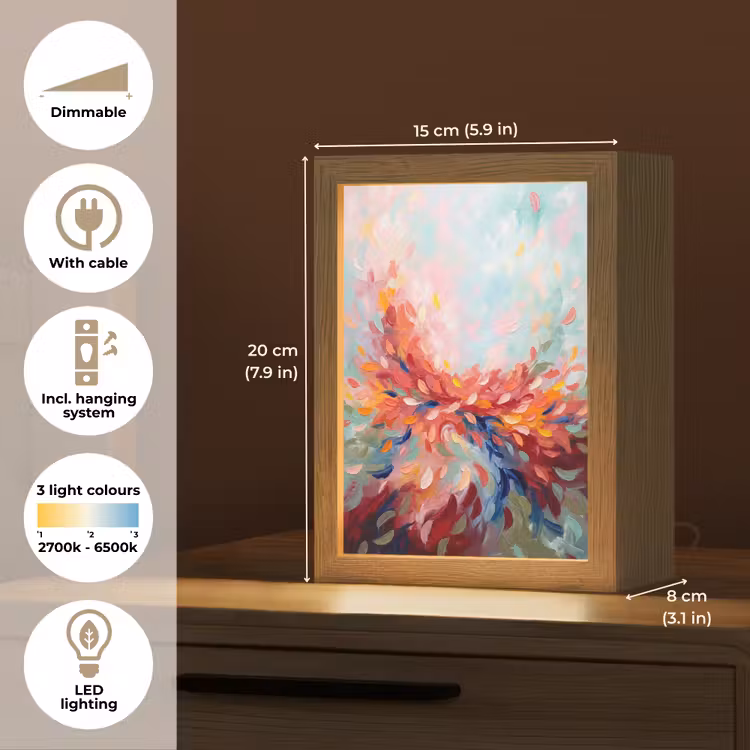 Bloemen - Abstract - Kunst - Modern Light Box met kabel (Tafellamp) klein -USP_EN