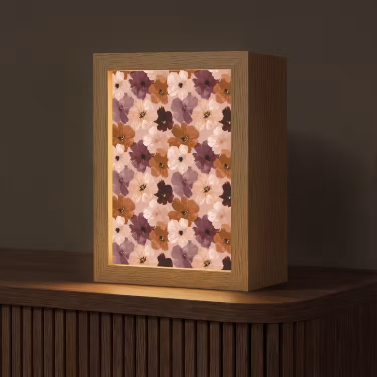 Bloemen - Abstract - Aardetinten Light Box met kabel (Tafellamp) klein 925 -z3d_website