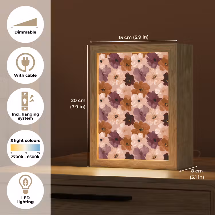 Bloemen - Abstract - Aardetinten Light Box met kabel (Tafellamp) klein 925 -USP_EN