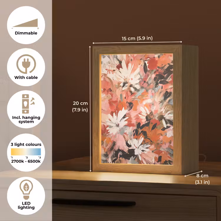 Bloemen - Kunst - Abstract - Verf Light Box met kabel (Tafellamp) klein -USP_EN