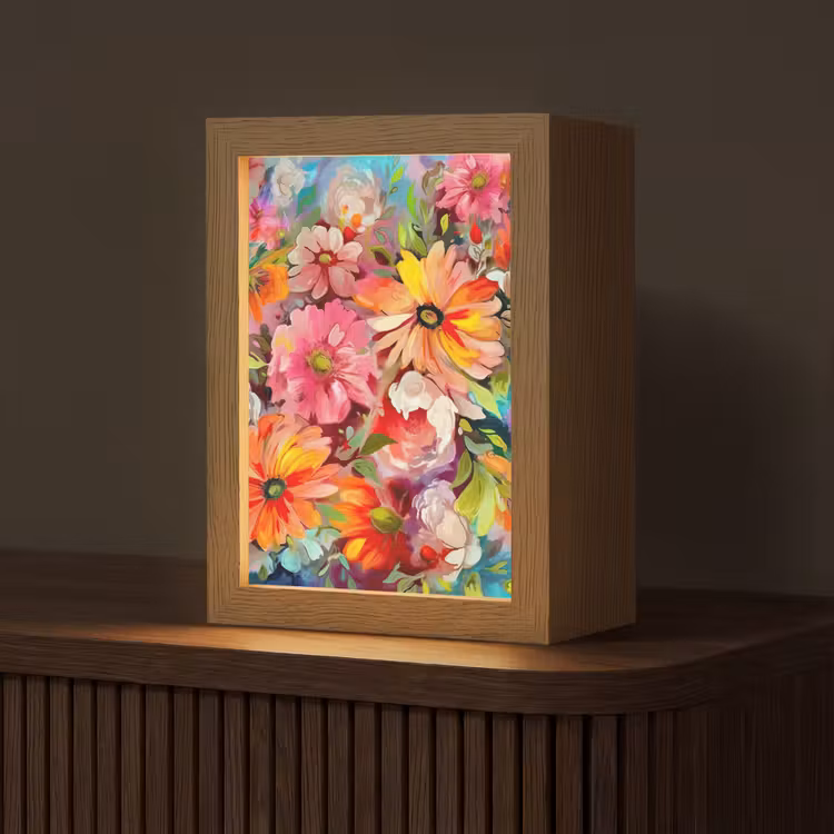 Bloemen - Kunst - Schilderij - Botanisch Light Box met kabel (Tafellamp) klein -z3d_website