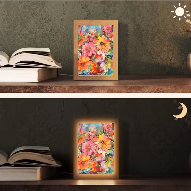 Bloemen - Kunst - Schilderij - Botanisch Light Box met kabel (Tafellamp) klein -sfeer3