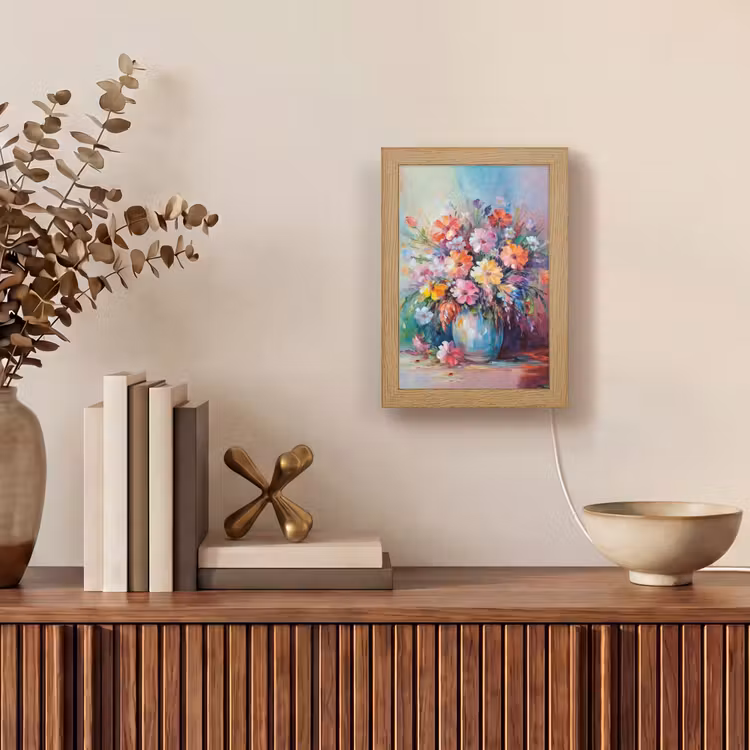 Bloemen - Kunst - Schilderij - Lente - Boeket Light Box met kabel (Tafellamp) klein -sfeer2
