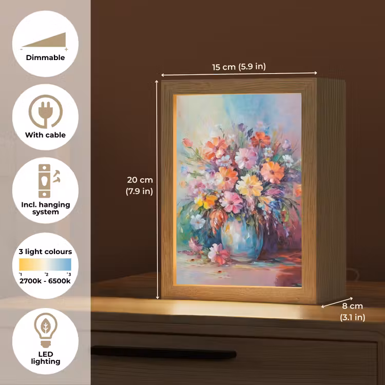 Bloemen - Kunst - Schilderij - Lente - Boeket Light Box met kabel (Tafellamp) klein -USP_EN