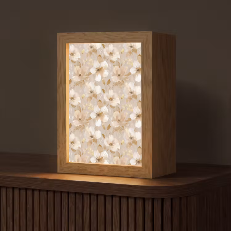 Bloemen - artistiek - Goud Light Box met kabel (Tafellamp) klein 925 -z3d_website
