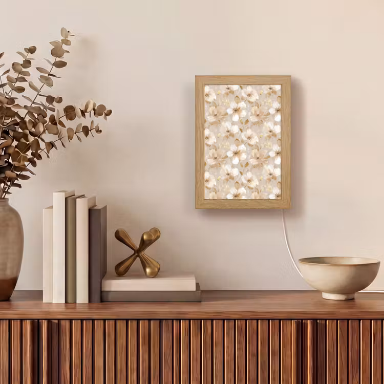 Bloemen - artistiek - Goud Light Box met kabel (Tafellamp) klein 925 -sfeer2