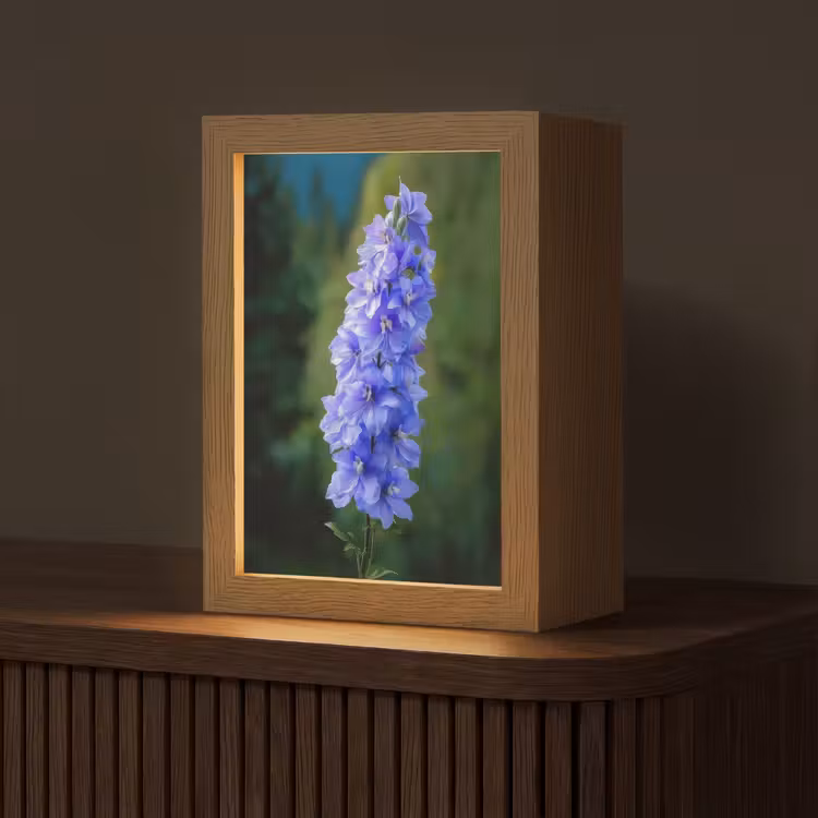 Bloemen - Blauw - Dennenboom Light Box met kabel (Tafellamp) klein -z3d_website