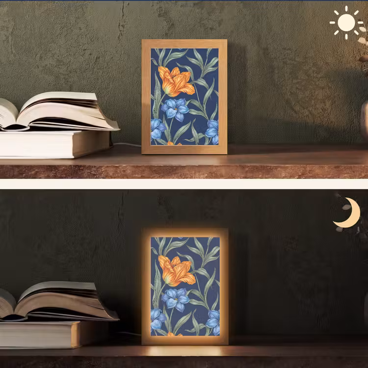 Table Lamp - Flowers - Botanical - Pattern - Bloemen - Botanisch - Patroon Light Box met kabel (Tafellamp) klein