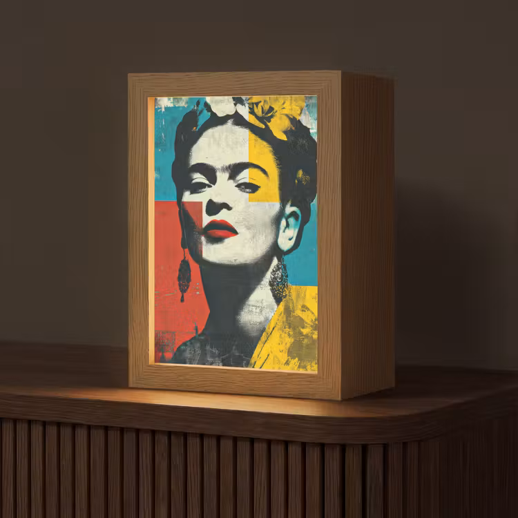 Bloemen - Felle kleuren - Grafisch - Modern Light Box met kabel (Tafellamp) klein -z3d_website