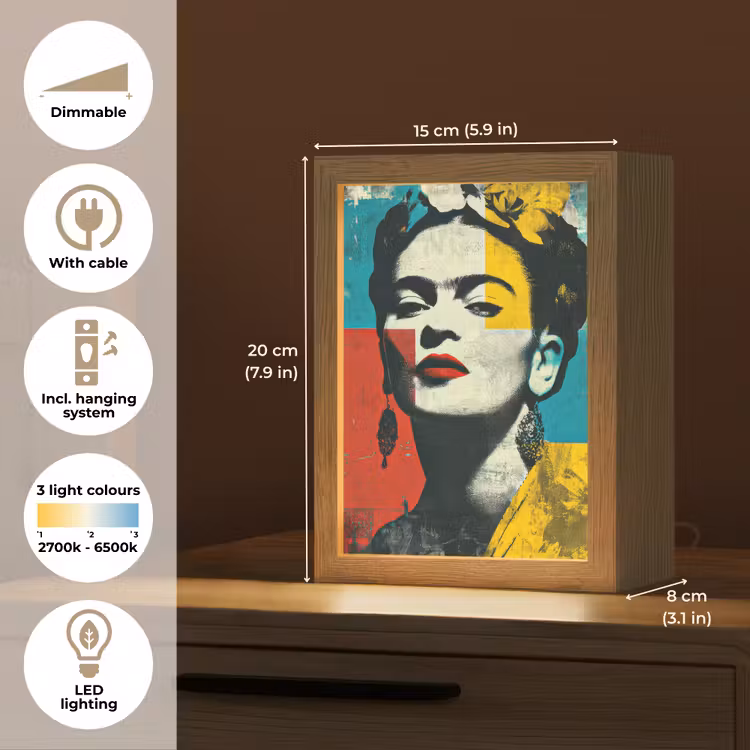 Bloemen - Felle kleuren - Grafisch - Modern Light Box met kabel (Tafellamp) klein -USP_EN