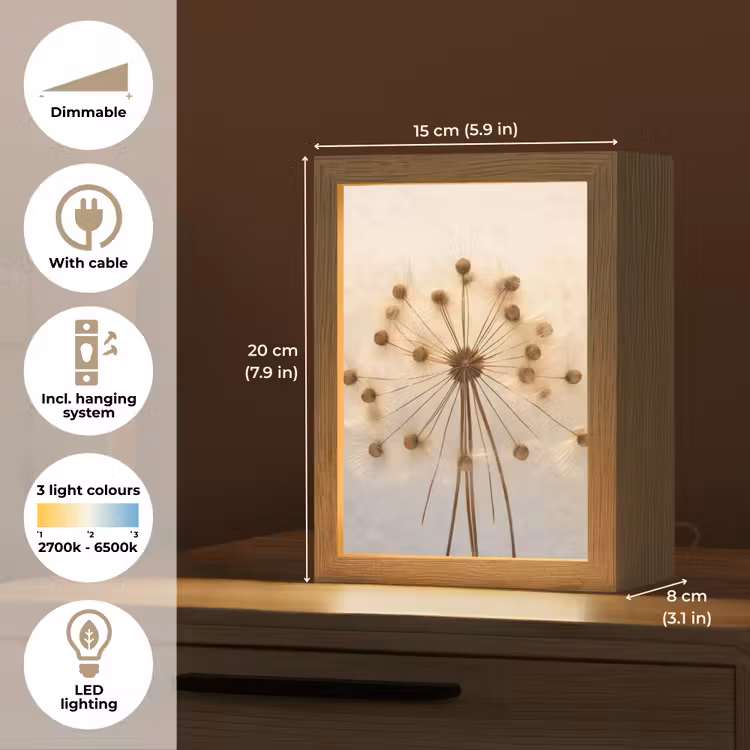 Bloemen - Bruin - Planten - Botanisch Light Box met kabel (Tafellamp) klein -USP_EN