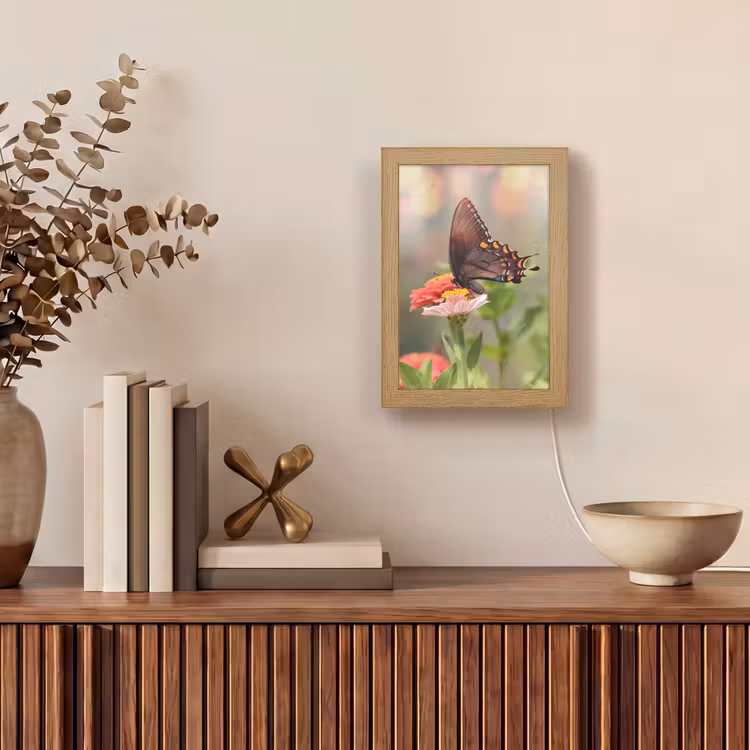 Bloemen - Vlinder - Natuur - Bloem Light Box met kabel (Tafellamp) klein -sfeer2
