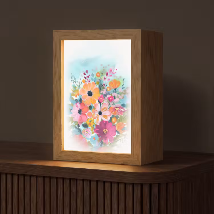 Bloemen - Kleuren - Boeket - Natuur Light Box met kabel (Tafellamp) klein -z3d_website