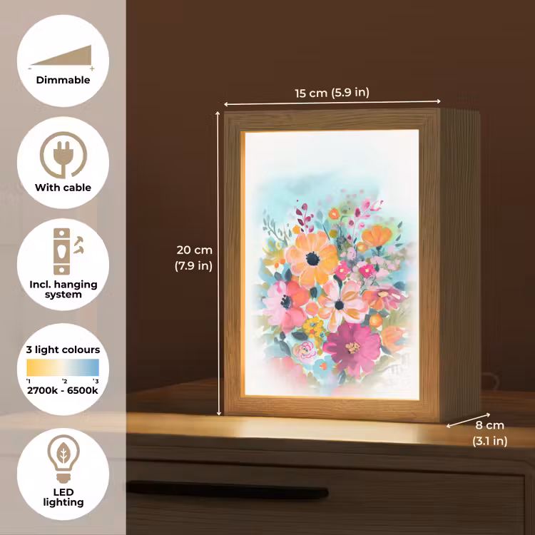 Bloemen - Kleuren - Boeket - Natuur Light Box met kabel (Tafellamp) klein -USP_EN