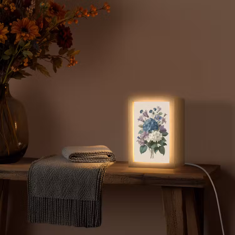 Bloemen - Gedetailleerd - Rust - Realistisch Light Box met kabel (Tafellamp) klein -sfeer4
