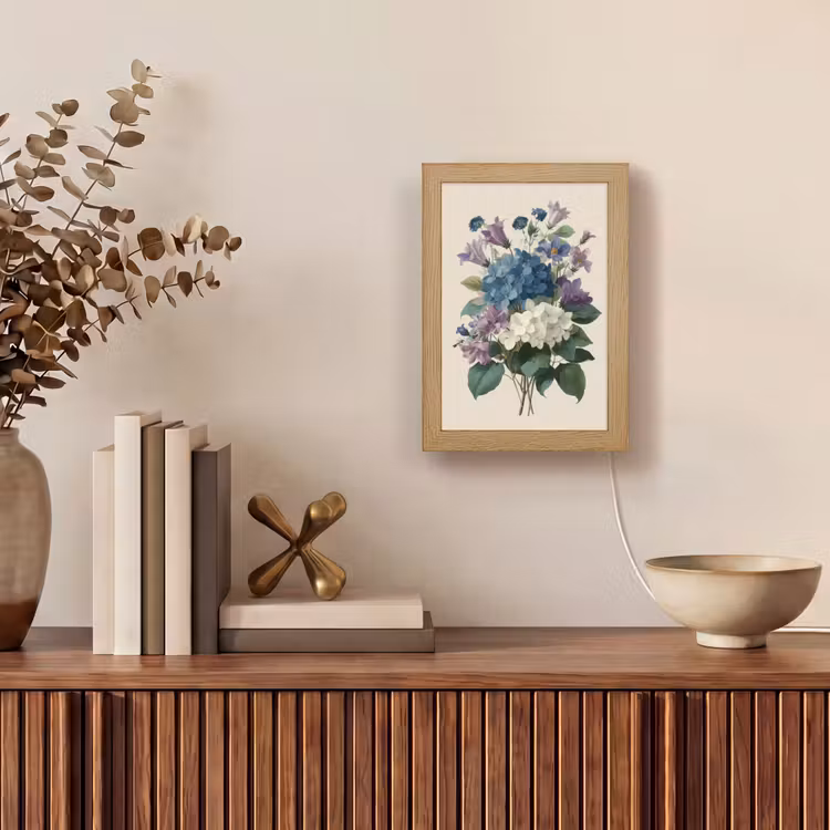 Bloemen - Gedetailleerd - Rust - Realistisch Light Box met kabel (Tafellamp) klein -sfeer2