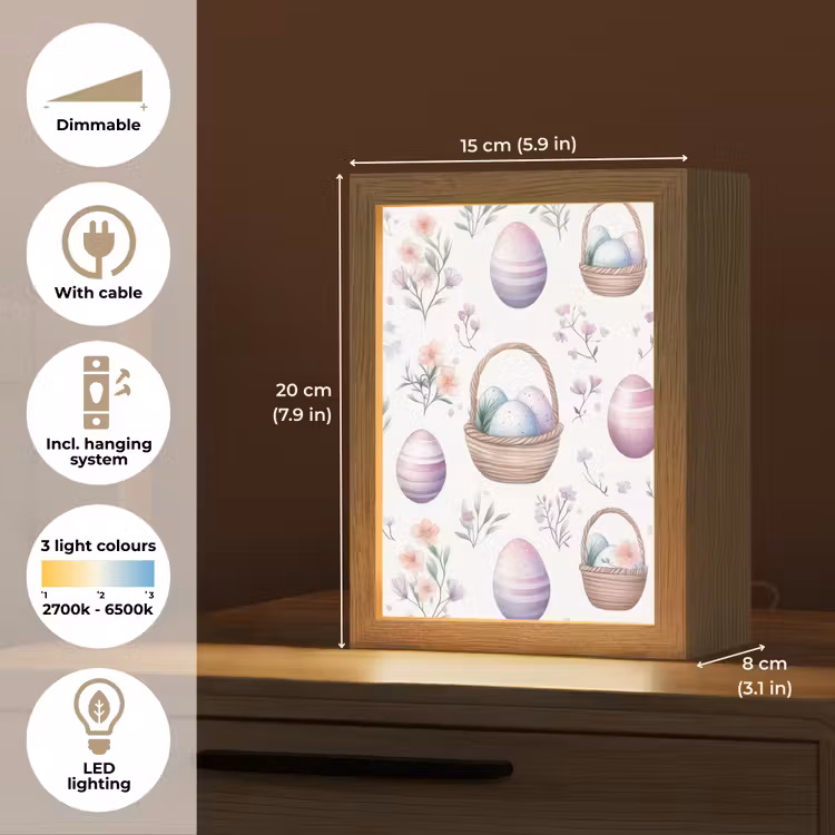 Bloemen - Paaseieren - Patroon Light Box met kabel (Tafellamp) klein -USP_EN