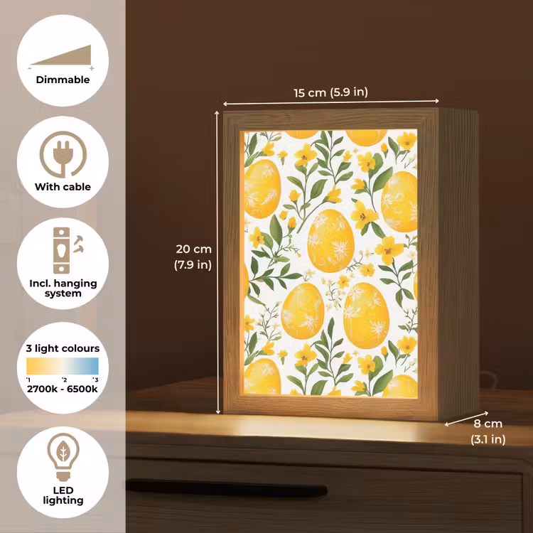 Bloemen - Paaseieren - Geel Light Box met kabel (Tafellamp) klein -USP_EN