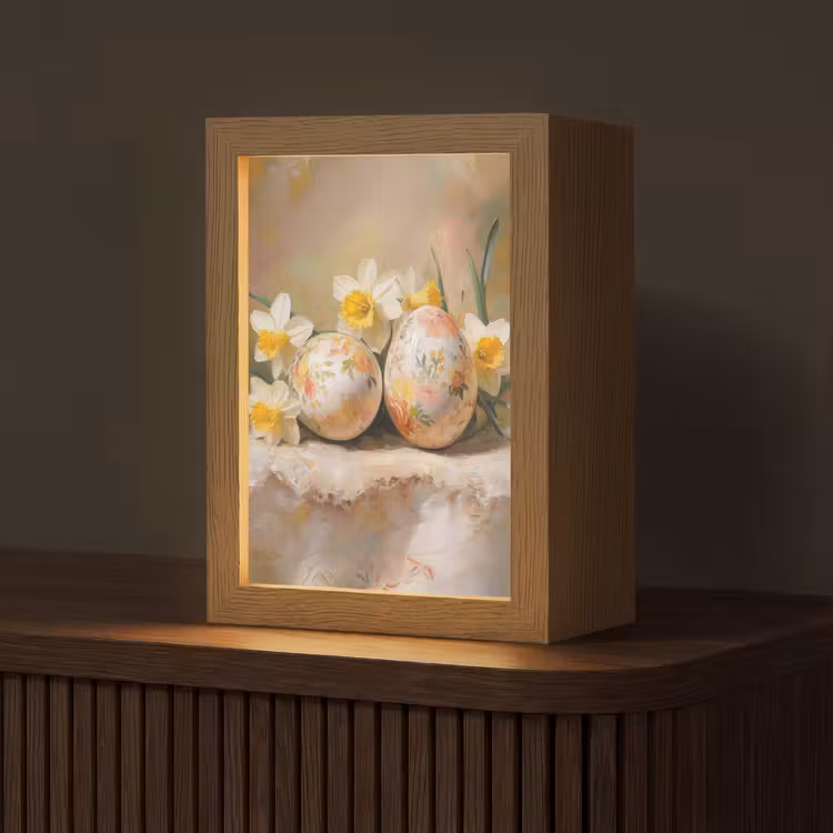 Bloemen - Eieren - Geschilderd Light Box met kabel (Tafellamp) klein -z3d_website