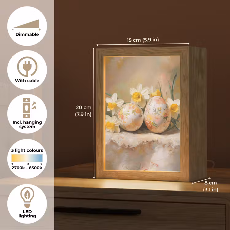 Bloemen - Eieren - Geschilderd Light Box met kabel (Tafellamp) klein -USP_EN
