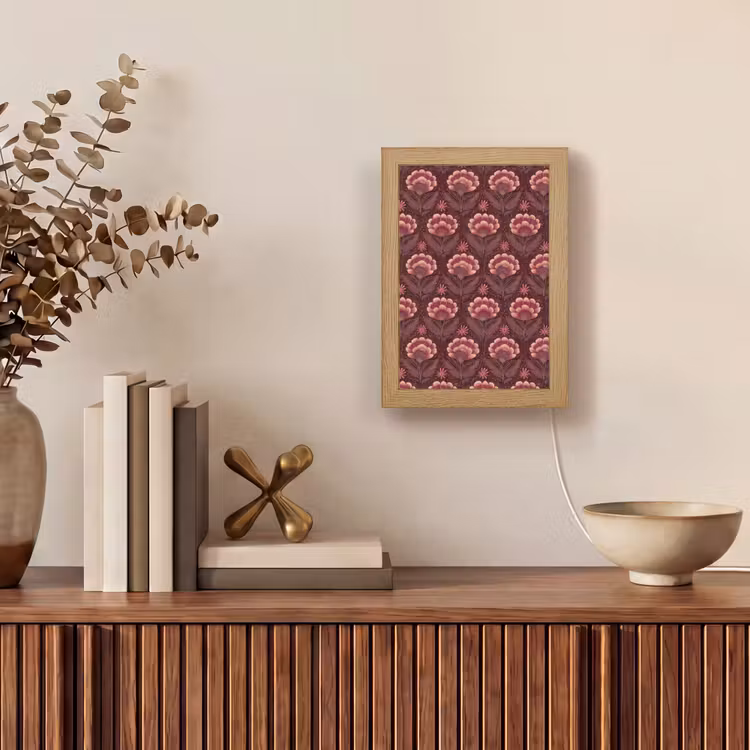 Bloemen - Waaier - Paars Light Box met kabel (Tafellamp) klein 925 -sfeer2