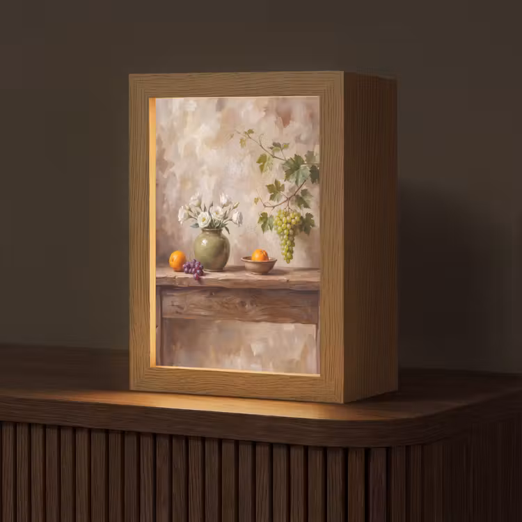 Table Lamp - Flowers - Fruit - Still Life - Bloemen - Fruit - Stilleven Light Box met kabel (Tafellamp) klein
