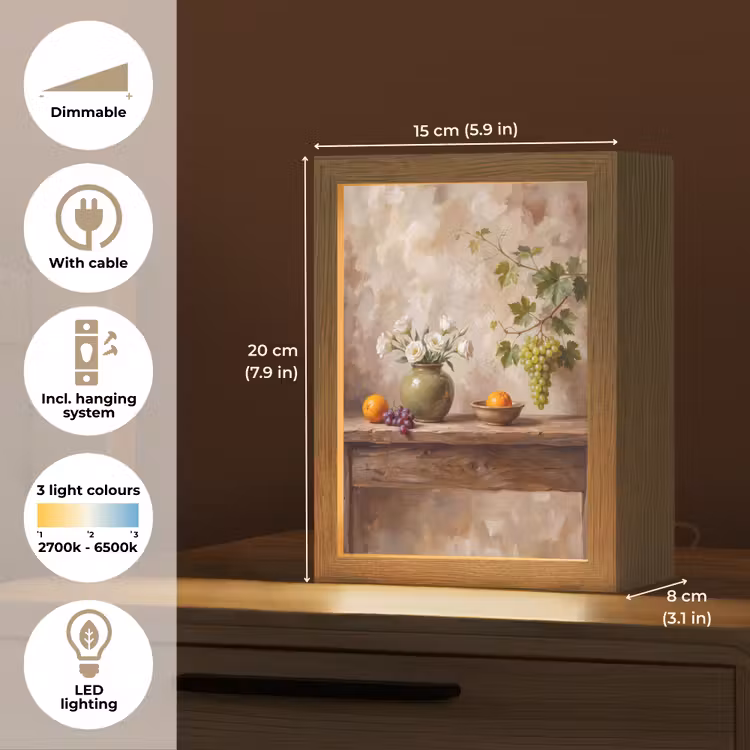 Table Lamp - Flowers - Fruit - Still Life - Bloemen - Fruit - Stilleven Light Box met kabel (Tafellamp) klein