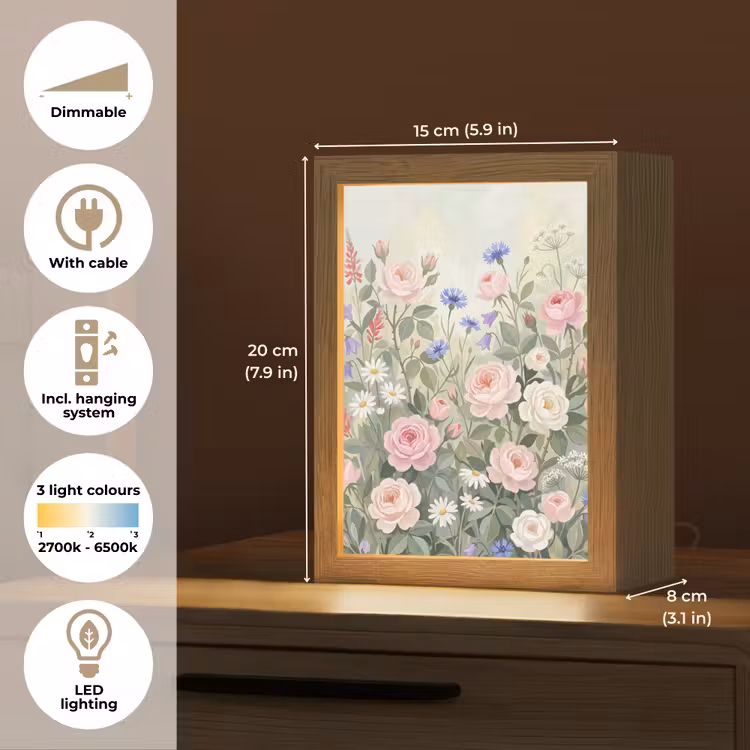 Bloemen - Tuin - Natuur - Kleurrijk Light Box met kabel (Tafellamp) klein -USP_EN