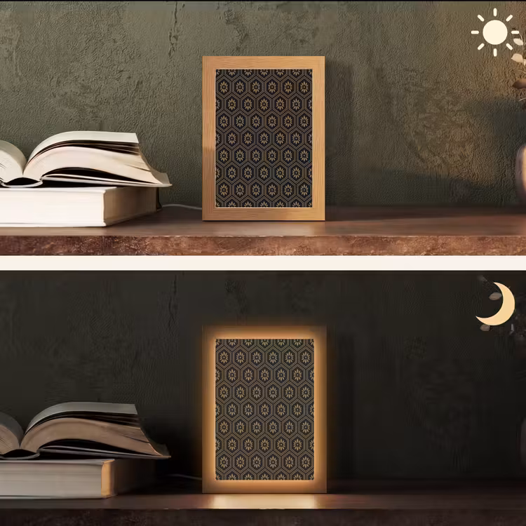 Bloemen - Goud - Hexagon Light Box met kabel (Tafellamp) klein 925 -sfeer3