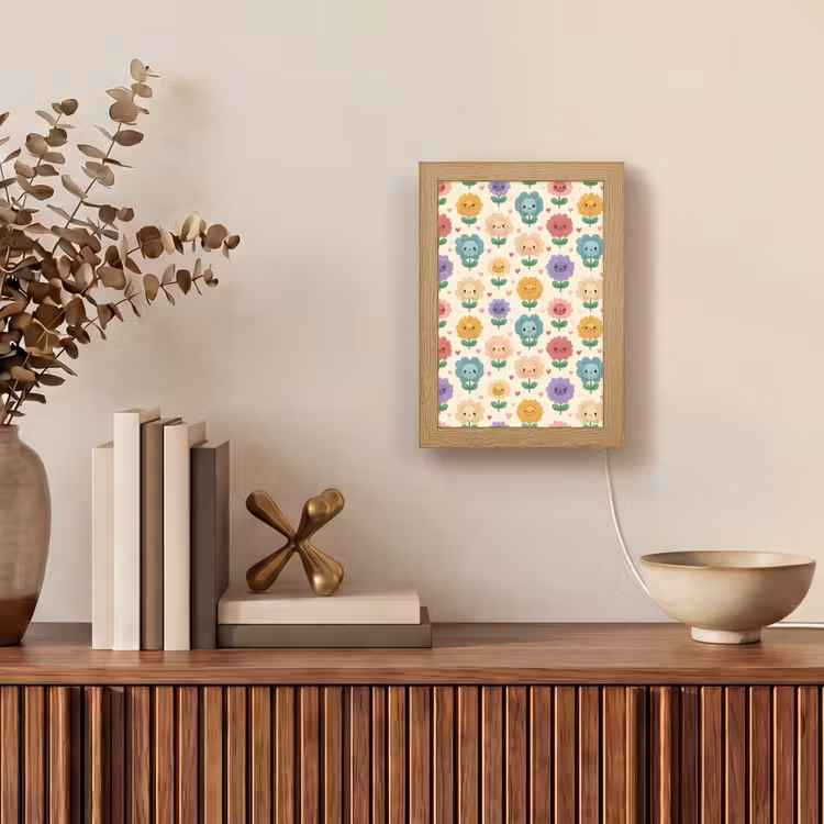 Bloemen - Hartjes - Kleurrijk Light Box met kabel (Tafellamp) klein 925 -sfeer2