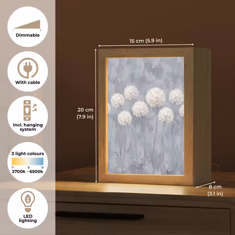 Bloemen - Illustratie - Blauw Light Box met kabel (Tafellamp) klein -USP_EN