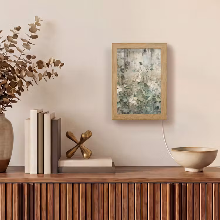Bloemen - Bladeren - Abstract - Modern Light Box met kabel (Tafellamp) klein -sfeer2