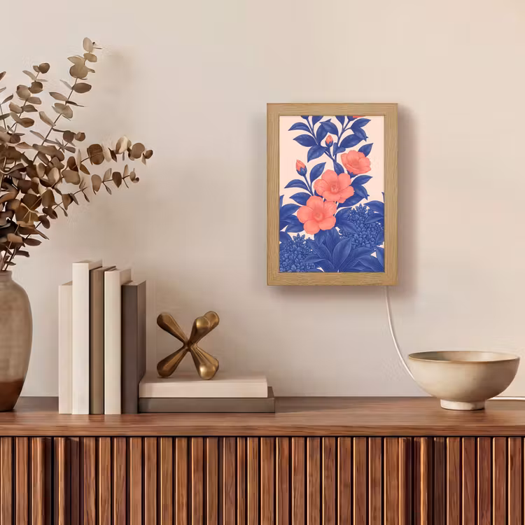 Table Lamp - Flowers - Leaves - Botanical - Bloemen - Bladeren - Botanisch Light Box met kabel (Tafellamp) klein