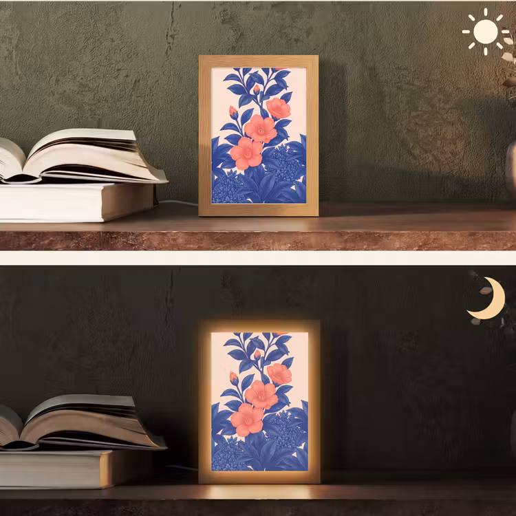 Table Lamp - Flowers - Leaves - Botanical - Bloemen - Bladeren - Botanisch Light Box met kabel (Tafellamp) klein