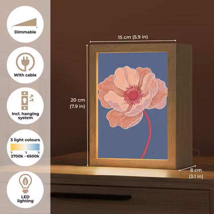 Table Lamp - Flowers - Modern - Abstract - Bloemen - Modern - Abstract Light Box met kabel (Tafellamp) klein