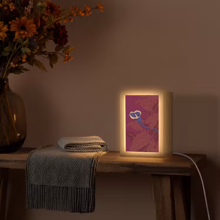Table Lamp - Flowers - Modern - Purple - Bloemen - Modern - Paars Light Box met kabel (Tafellamp) klein