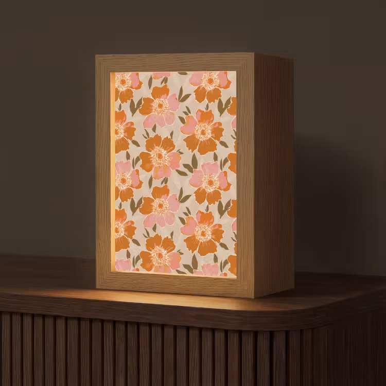 Bloemen - Motief - Retro Light Box met kabel (Tafellamp) klein 925 -z3d_website