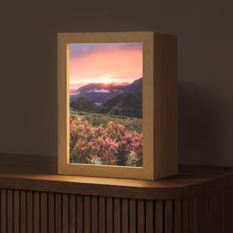 Bloemen - Bergen - Landschap - Nacht - Lucht - Roze Light Box met kabel (Tafellamp) klein -z3d_website