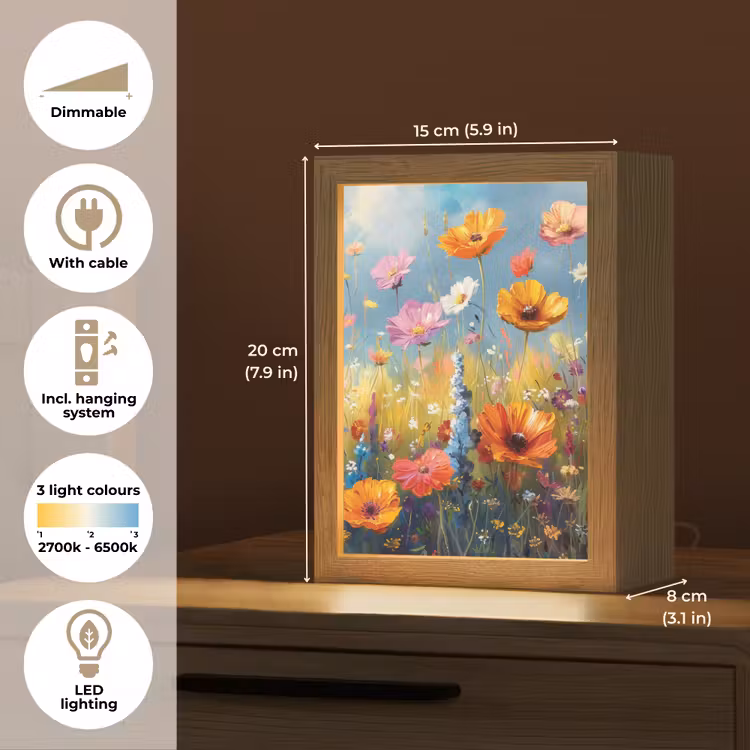 Bloemen - Natuur - Botanisch - Kunst Light Box met kabel (Tafellamp) klein -USP_EN